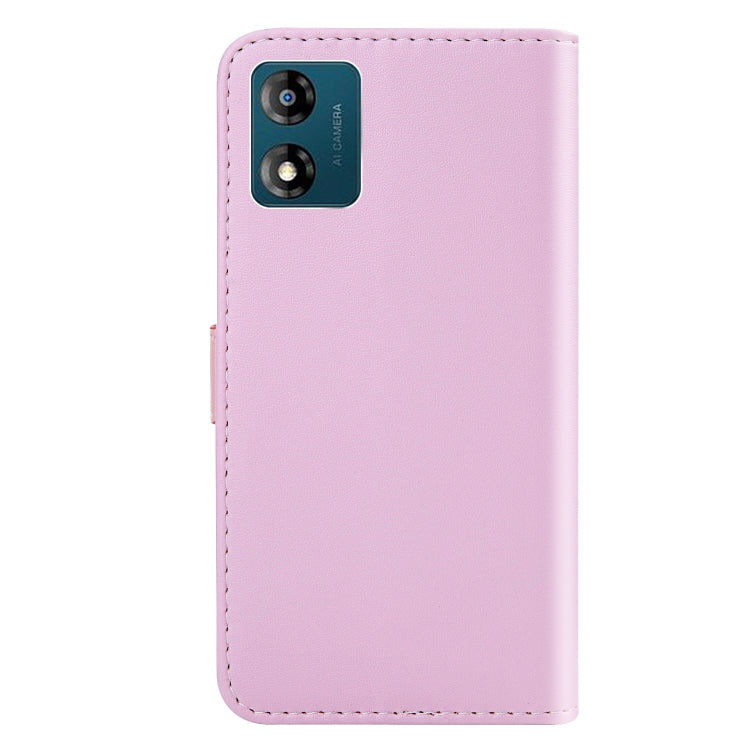 For Motorola Moto E13 Tricolor Stitching Horizontal Flip Leather Phone Case