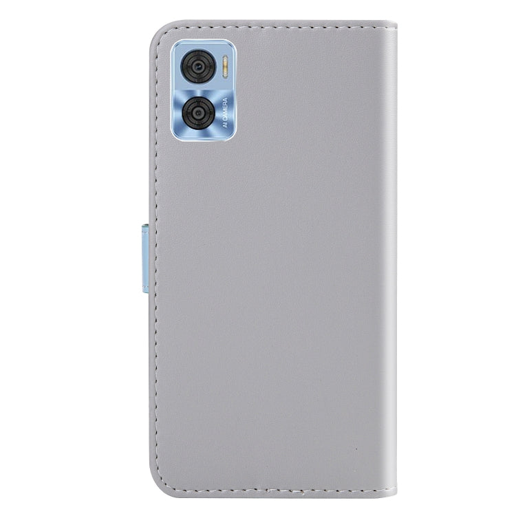 For Motorola Moto E22/E22i Tricolor Stitching Horizontal Flip Leather Phone Case