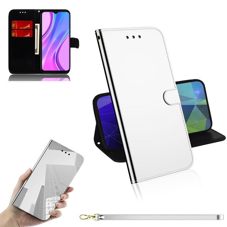 For Xiaomi Redmi 9 Lmitated Mirror Surface Horizontal Flip Leather Case with Holder & Card Slots & Wallet & Lanyard