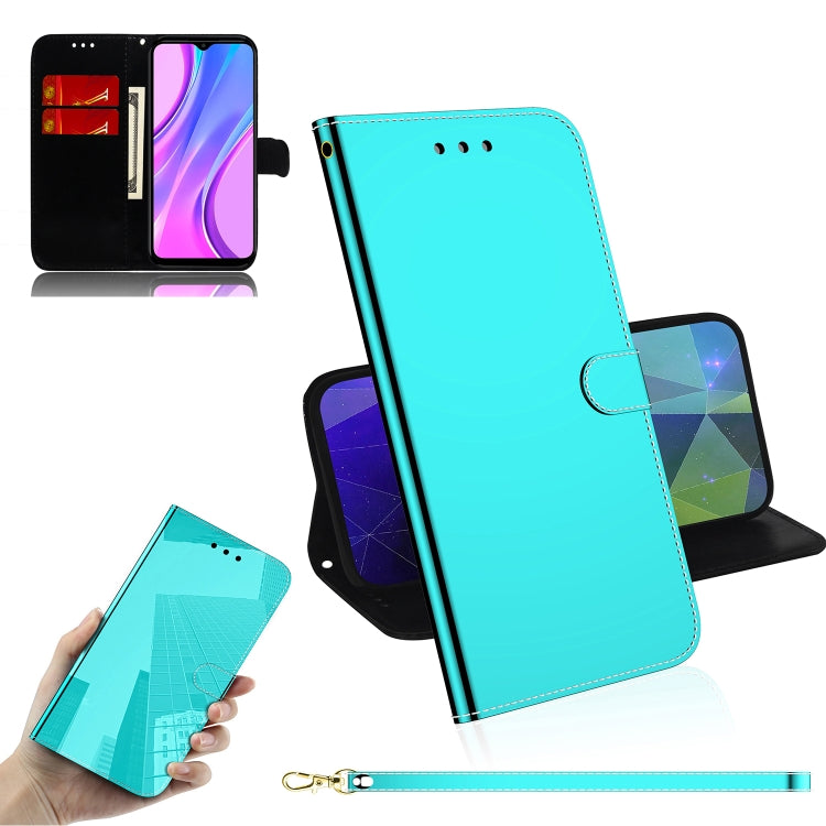 For Xiaomi Redmi 9 Lmitated Mirror Surface Horizontal Flip Leather Case with Holder & Card Slots & Wallet & Lanyard
