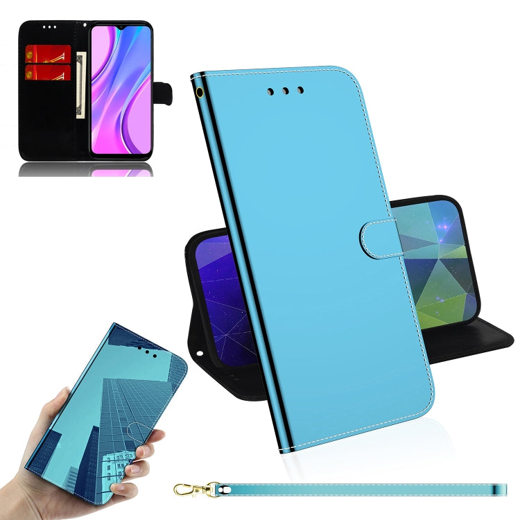 For Xiaomi Redmi 9 Lmitated Mirror Surface Horizontal Flip Leather Case with Holder & Card Slots & Wallet & Lanyard