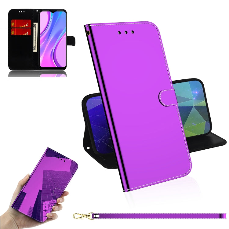 For Xiaomi Redmi 9 Lmitated Mirror Surface Horizontal Flip Leather Case with Holder & Card Slots & Wallet & Lanyard