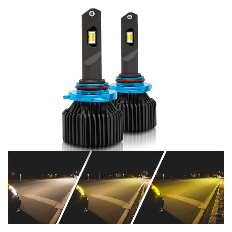 P14 1 Pair 9005 / HB3 DC10-32V / 20W / 6000K / 2000LM IP68 Waterproof Car LED Tri-color Headlight