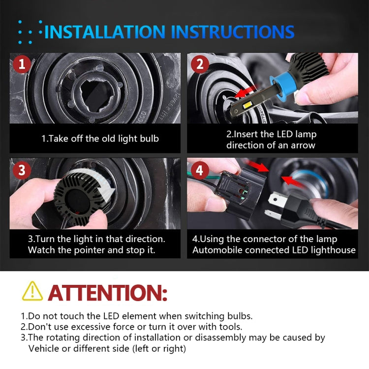 P14 1 Pair H1 DC10-32V / 20W / 6000K / 2000LM IP68 Waterproof Car LED Tri-color Headlight