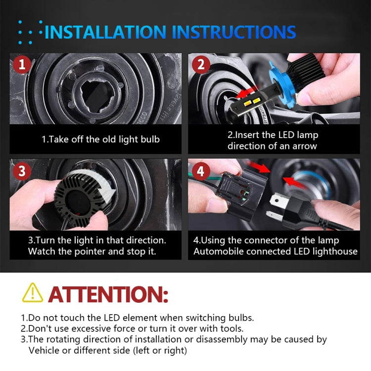 P14 1 Pair H4 / 9003 DC10-32V / 20W / 6000K / 2000LM IP68 Waterproof Car LED Tri-color Headlight