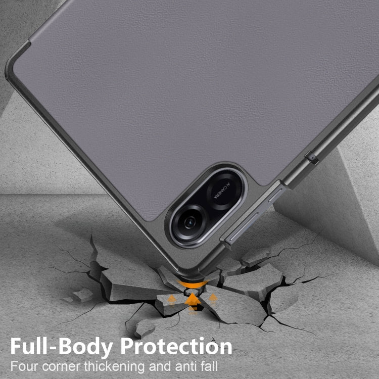 For Honor Pad X9 / X8 Pro 11.5 Custer Pure Color 3-Fold Holder Leather Tablet Case