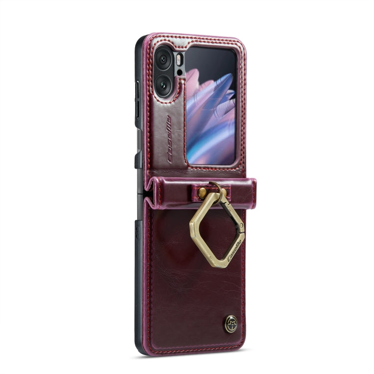 For OPPO Find N2 Flip CaseMe 003 Crazy Horse Texture Leather Phone Case with Ring Holder