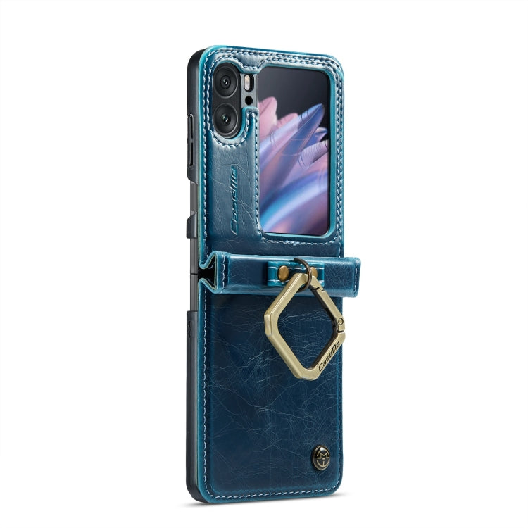For OPPO Find N2 Flip CaseMe 003 Crazy Horse Texture Leather Phone Case with Ring Holder