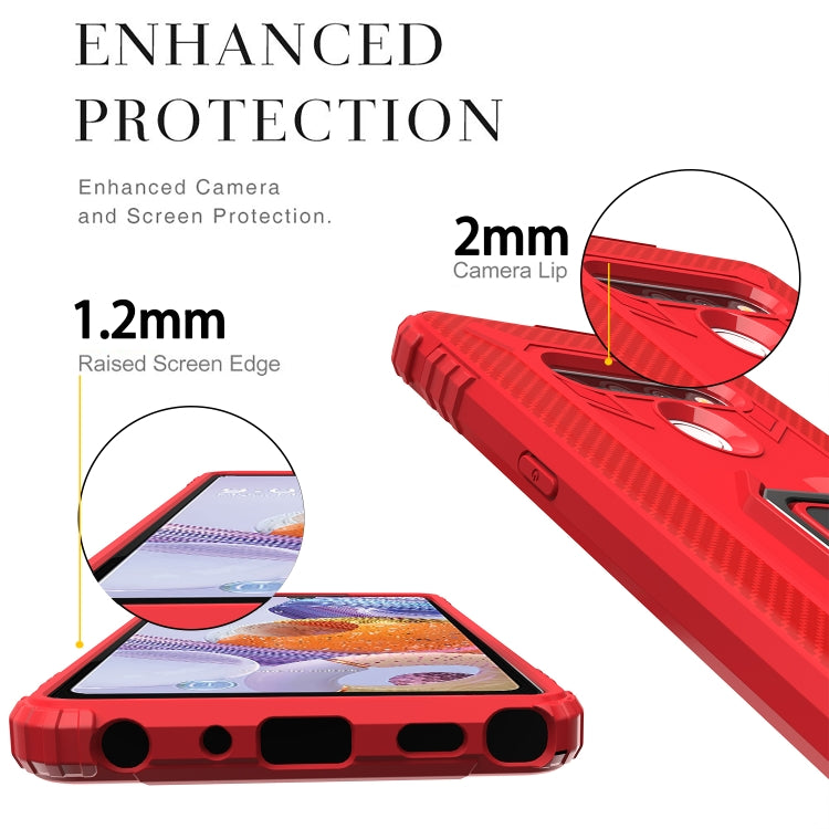 For LG Stylo 6 Carbon Fiber Protective Case with 360 Degree Rotating Ring Holder
