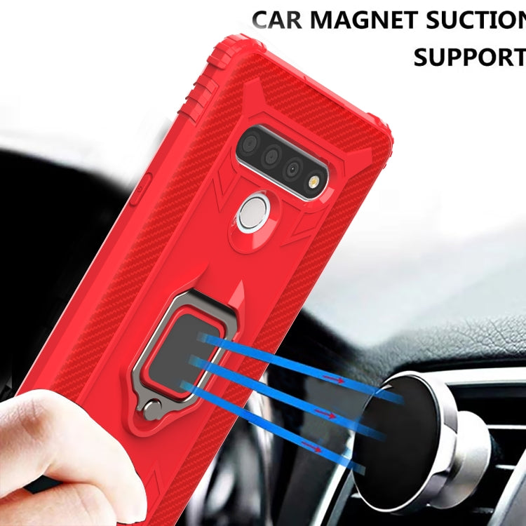 For LG Stylo 6 Carbon Fiber Protective Case with 360 Degree Rotating Ring Holder