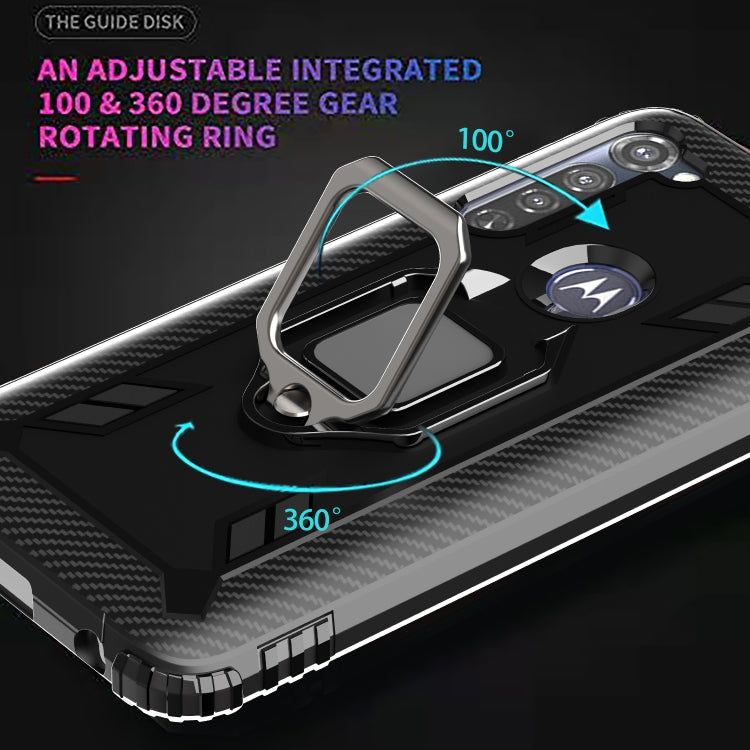 For Motorola Moto G Stylus Carbon Fiber Protective Case with 360 Degree Rotating Ring Holder