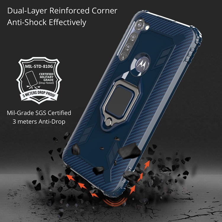 For Motorola Moto G Stylus Carbon Fiber Protective Case with 360 Degree Rotating Ring Holder