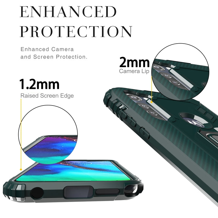 For Motorola Moto G Stylus Carbon Fiber Protective Case with 360 Degree Rotating Ring Holder
