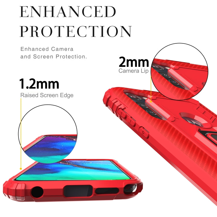 For Motorola Moto G Stylus Carbon Fiber Protective Case with 360 Degree Rotating Ring Holder