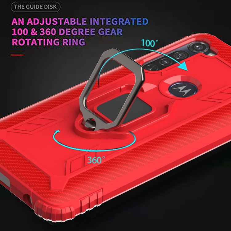 For Motorola Moto G Stylus Carbon Fiber Protective Case with 360 Degree Rotating Ring Holder