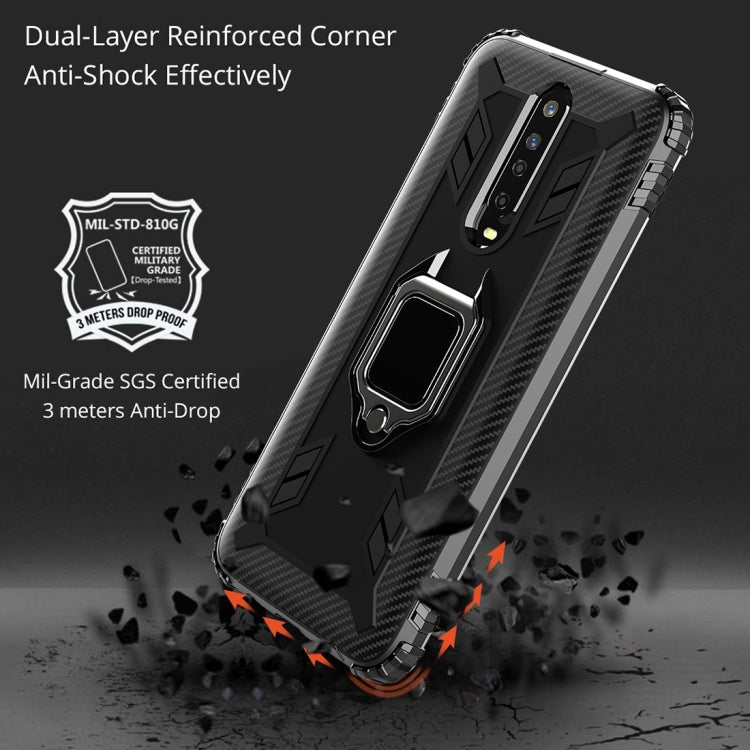 For Xiaomi Redmi 10X / Note 9 Carbon Fiber Protective Case with 360 Degree Rotating Ring Holder