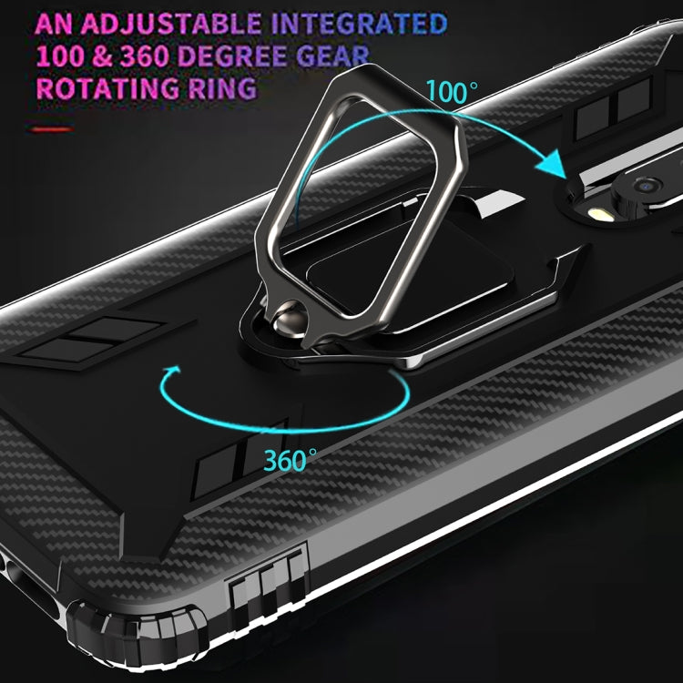 For Xiaomi Redmi 10X / Note 9 Carbon Fiber Protective Case with 360 Degree Rotating Ring Holder