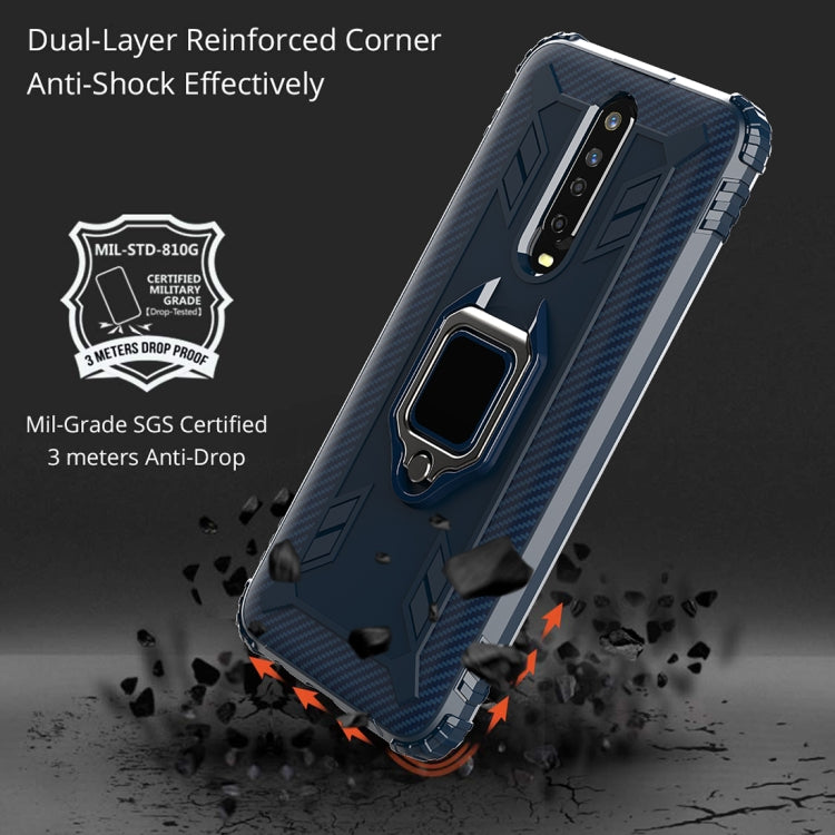 For Xiaomi Redmi 10X / Note 9 Carbon Fiber Protective Case with 360 Degree Rotating Ring Holder