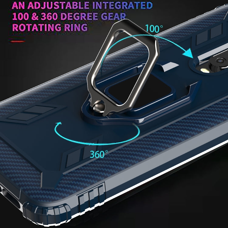 For Xiaomi Redmi 10X / Note 9 Carbon Fiber Protective Case with 360 Degree Rotating Ring Holder