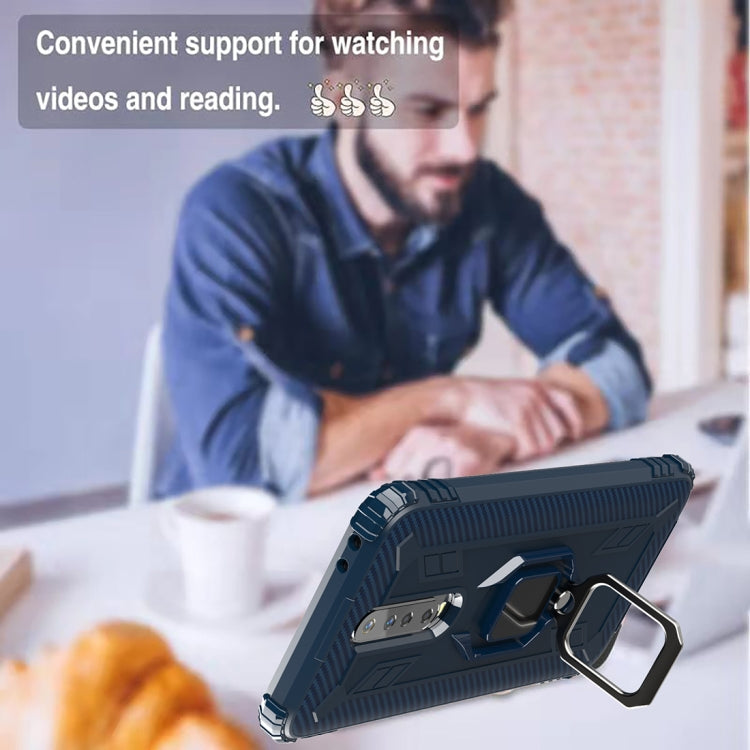 For Xiaomi Redmi 10X / Note 9 Carbon Fiber Protective Case with 360 Degree Rotating Ring Holder