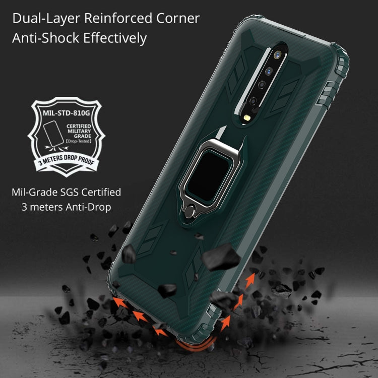 For Xiaomi Redmi 10X / Note 9 Carbon Fiber Protective Case with 360 Degree Rotating Ring Holder