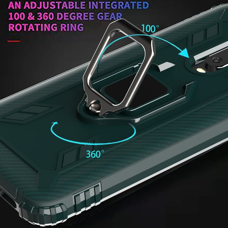 For Xiaomi Redmi 10X / Note 9 Carbon Fiber Protective Case with 360 Degree Rotating Ring Holder