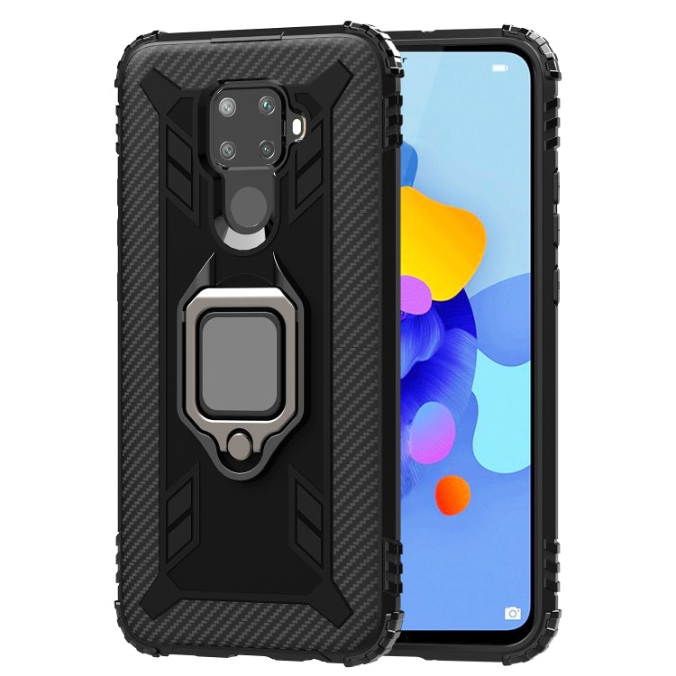 For Huawei nova 5i Pro / Mate 30 Lite / nova 5z Carbon Fiber Protective Case with 360 Degree Rotating Ring Holder