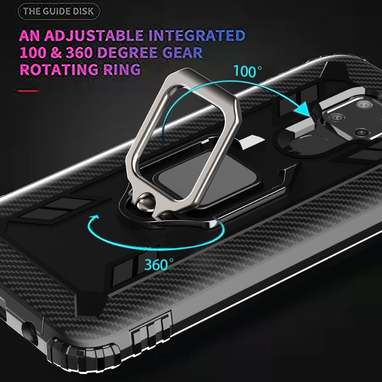 For Huawei nova 5i Pro / Mate 30 Lite / nova 5z Carbon Fiber Protective Case with 360 Degree Rotating Ring Holder