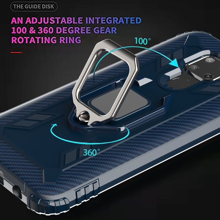 For Huawei nova 5i Pro / Mate 30 Lite / nova 5z Carbon Fiber Protective Case with 360 Degree Rotating Ring Holder