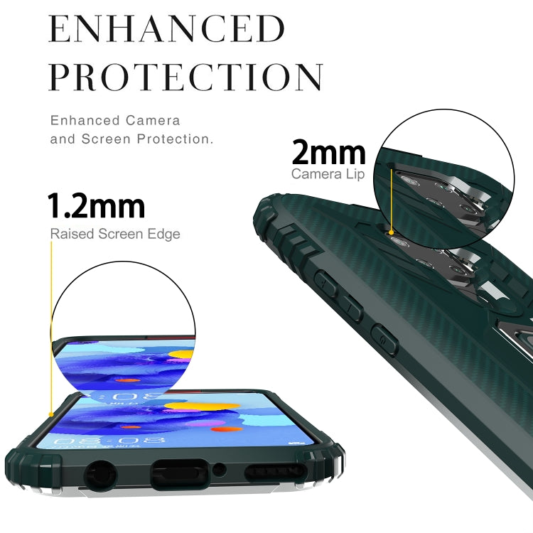 For Huawei nova 5i Pro / Mate 30 Lite / nova 5z Carbon Fiber Protective Case with 360 Degree Rotating Ring Holder