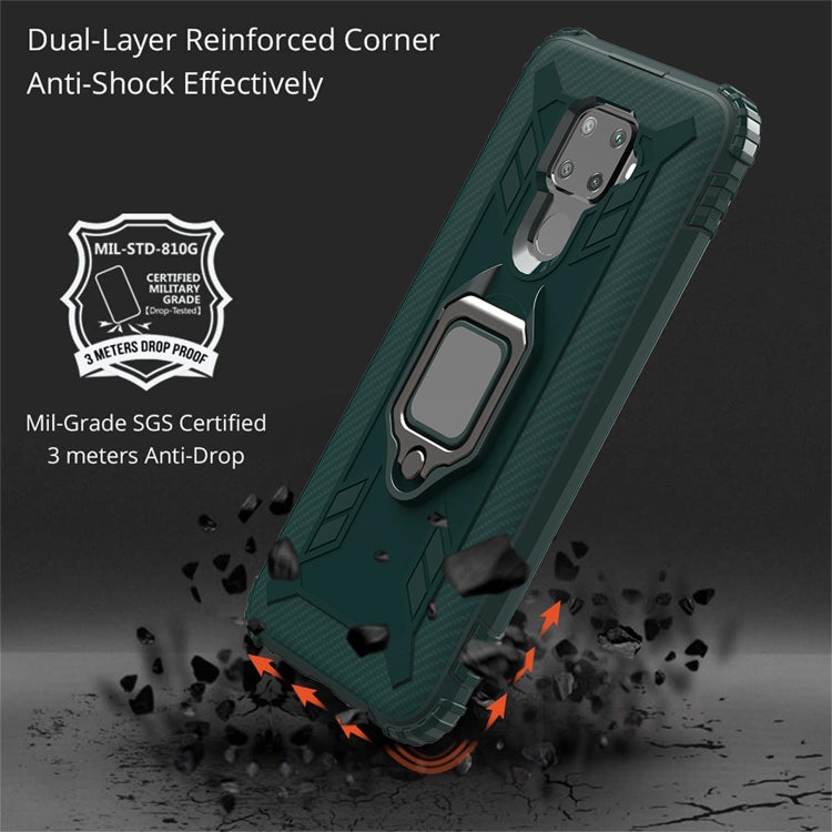 For Huawei nova 5i Pro / Mate 30 Lite / nova 5z Carbon Fiber Protective Case with 360 Degree Rotating Ring Holder