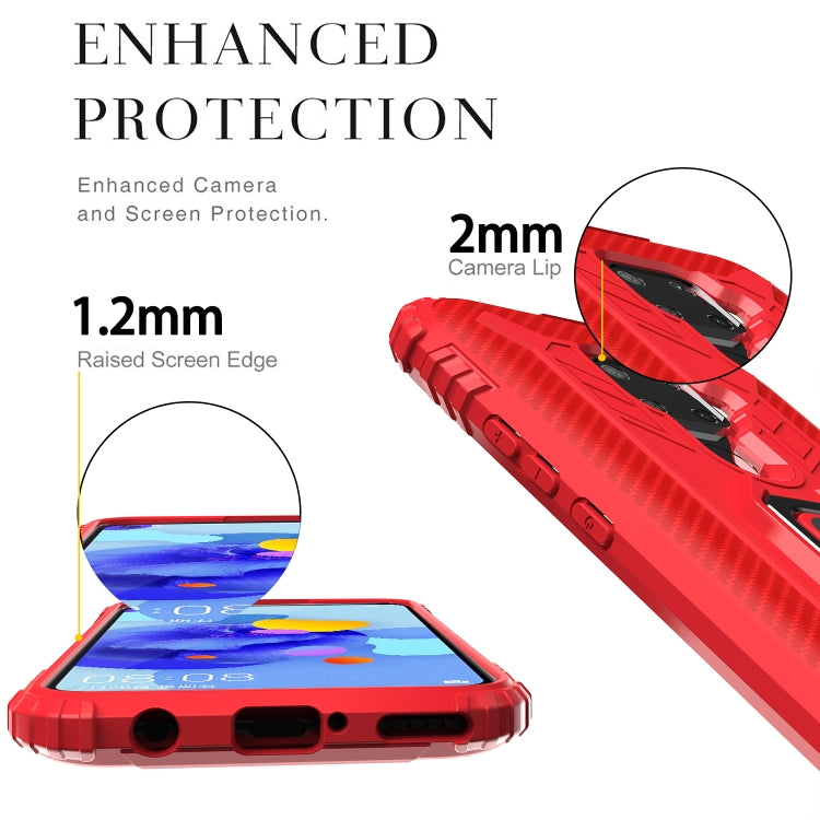 For Huawei nova 5i Pro / Mate 30 Lite / nova 5z Carbon Fiber Protective Case with 360 Degree Rotating Ring Holder