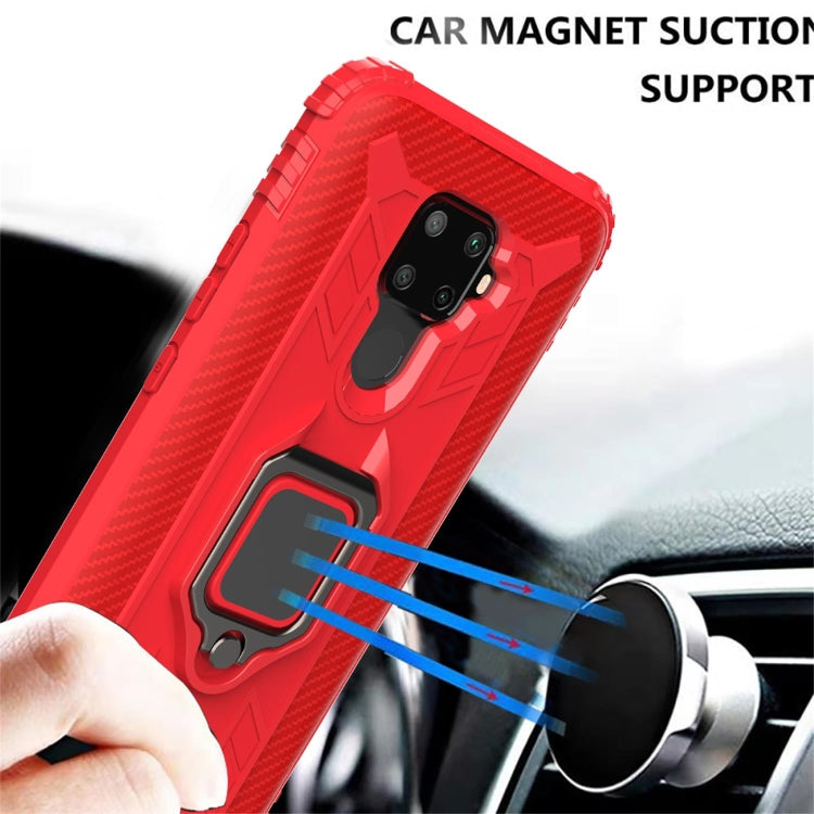 For Huawei nova 5i Pro / Mate 30 Lite / nova 5z Carbon Fiber Protective Case with 360 Degree Rotating Ring Holder