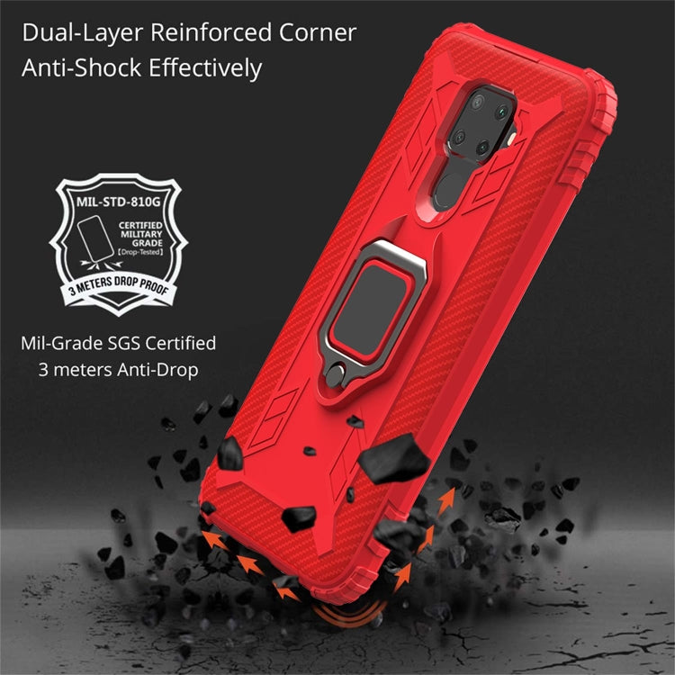 For Huawei nova 5i Pro / Mate 30 Lite / nova 5z Carbon Fiber Protective Case with 360 Degree Rotating Ring Holder