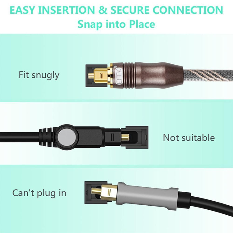 15m EMK OD6.0mm Toslink Square Port to Square Port TV Digital Audio Optical Fiber Connecting Cable