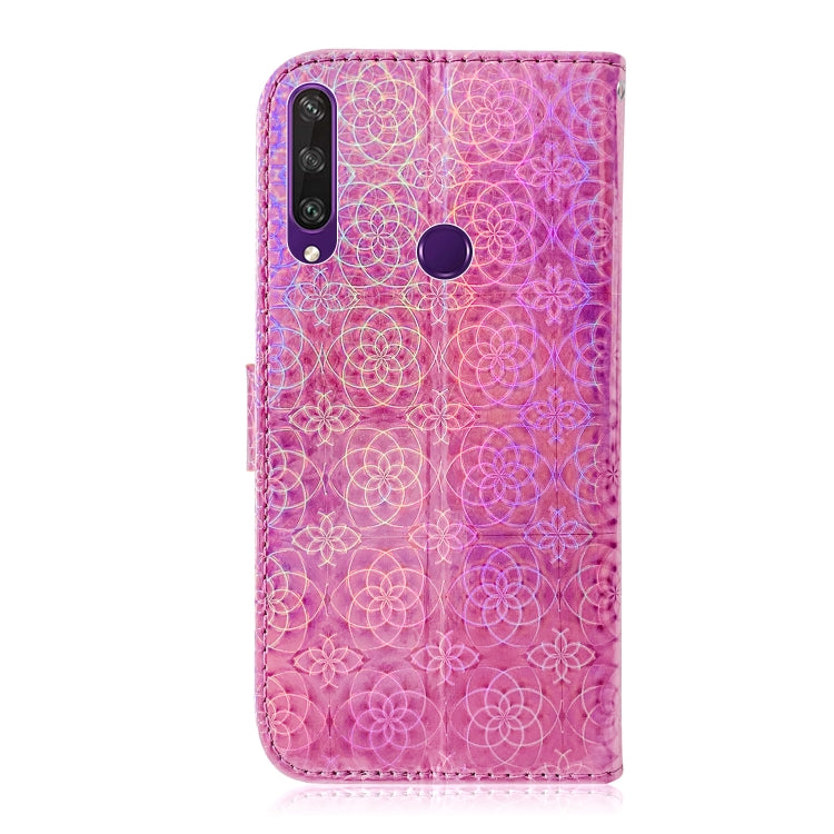 For Huawei Y6p Solid Color Colorful Magnetic Buckle Horizontal Flip PU Leather Case with Holder & Card Slots & Wallet & Lanyard