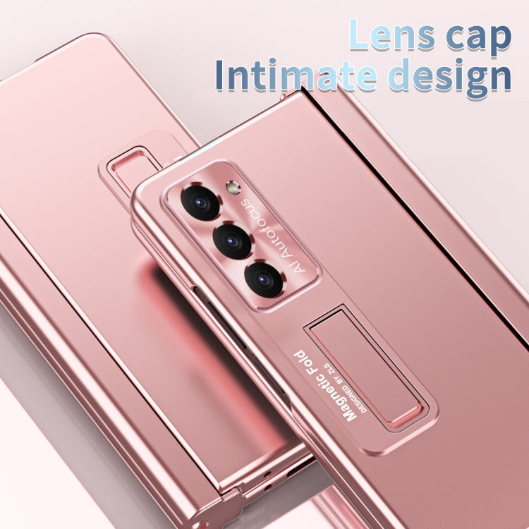 For Samsung Galaxy Z Fold5 Electroplating Corrugated Hinge Folding Phone Case with Pen Slot