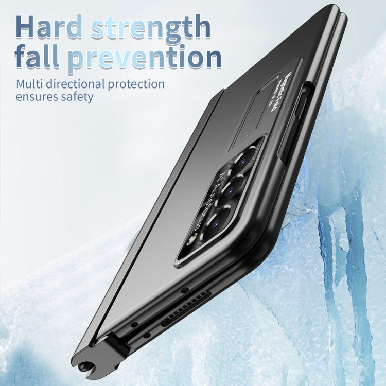 For Samsung Galaxy Z Fold5 Electroplating Corrugated Hinge Folding Phone Case with Pen Slot