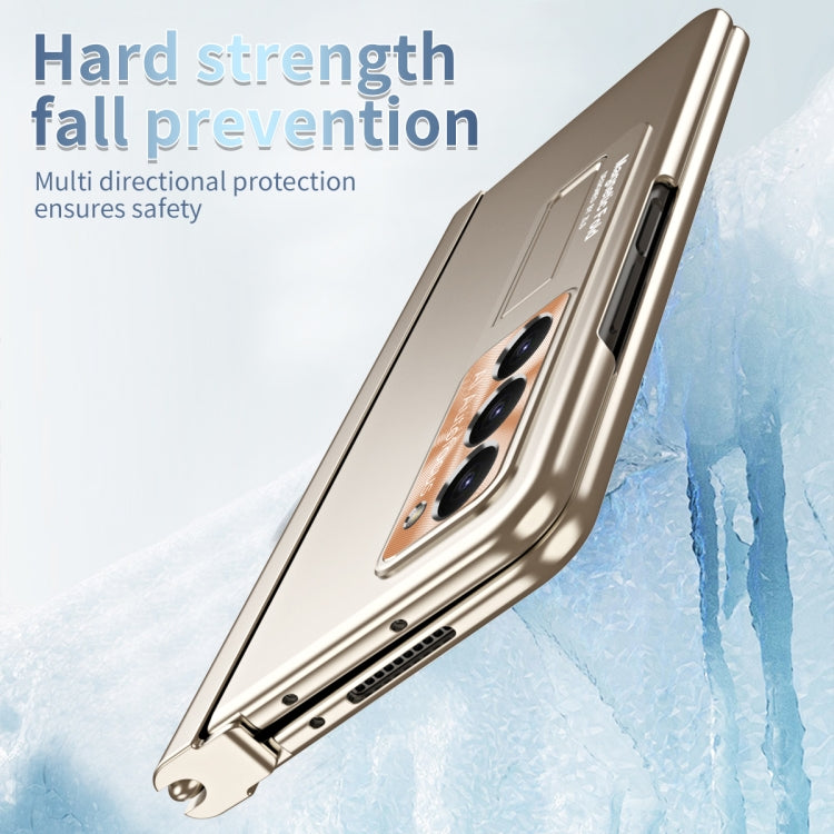 For Samsung Galaxy Z Fold5 Electroplating Corrugated Hinge Folding Phone Case with Pen Slot