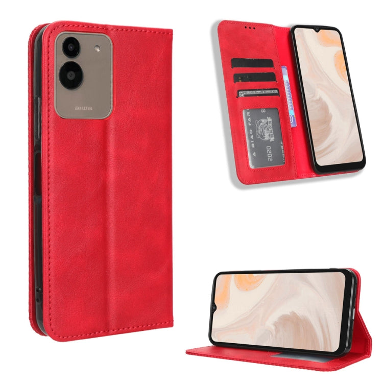 For Aiwa Phone B-2 JA3-SMP0602 Magnetic Buckle Retro Texture Leather Phone Case