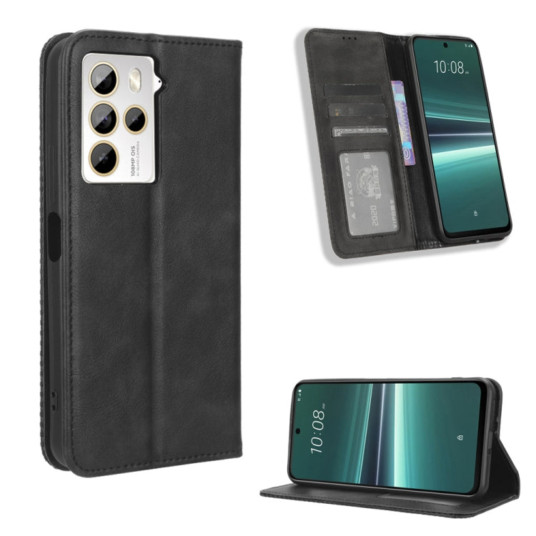 For HTC U23 / U23 Pro Magnetic Buckle Retro Texture Leather Phone Case