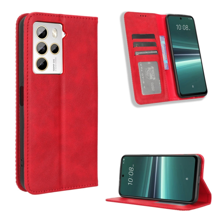 For HTC U23 / U23 Pro Magnetic Buckle Retro Texture Leather Phone Case