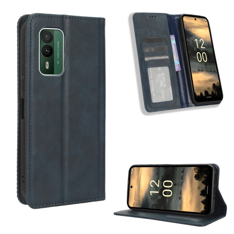 For Nokia XR21 Magnetic Buckle Retro Texture Leather Phone Case