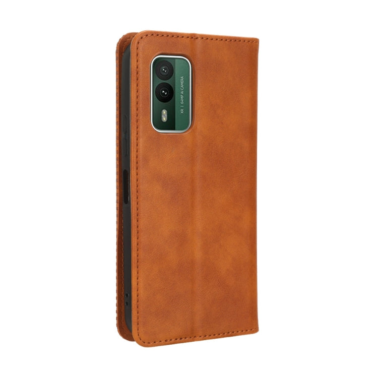 For Nokia XR21 Magnetic Buckle Retro Texture Leather Phone Case