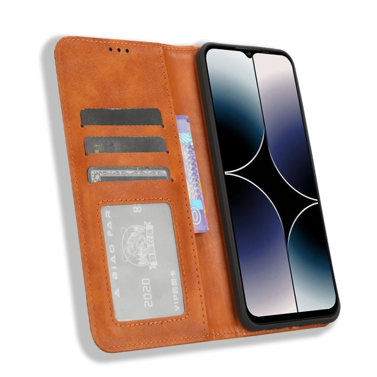 For Ulefone Note 16 Pro Magnetic Buckle Retro Texture Leather Phone Case