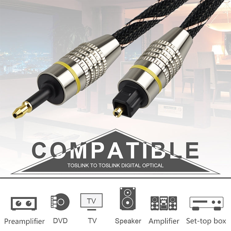 2m EMK OD6.0mm Square Port to Round Port Set-top Box Digital Audio Optical Fiber Connecting Cable