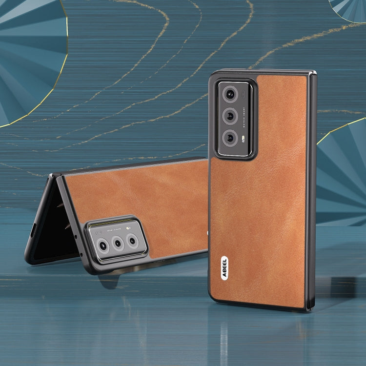 For Honor Magic V2 ABEEL Cowhide Texture PU Phone Case