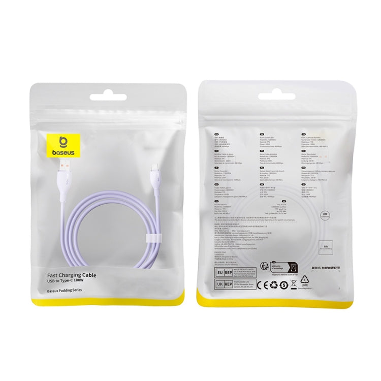 Baseus Pudding Series 100W USB to Type-C Fast Charging Data Cable, Length: