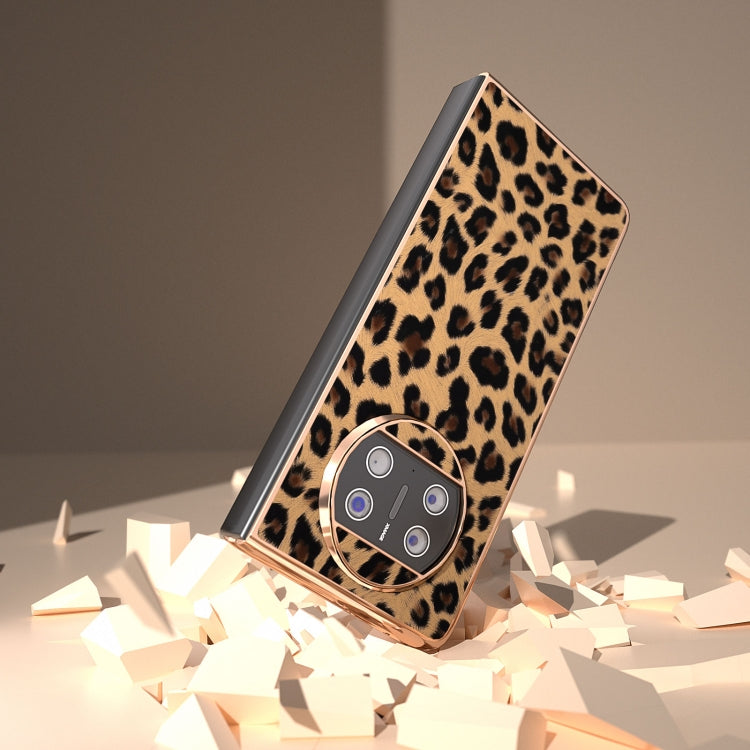 For Huawei Mate X3 Nano Plating Leopard Print Phone Case