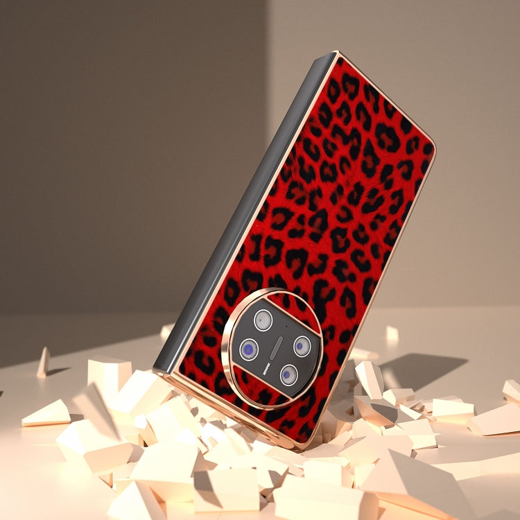 For Huawei Mate X3 Nano Plating Leopard Print Phone Case